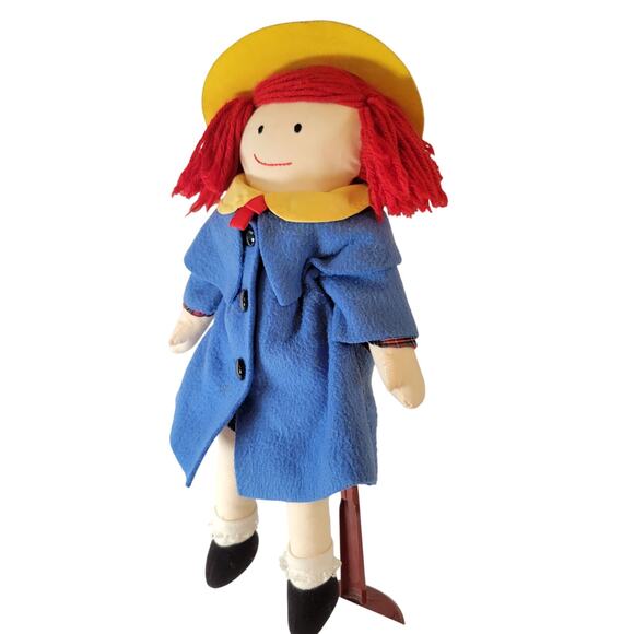 Madeline Soft Doll 16" Plush with Blue Coat and Yellow Hat Eden Toys 1994 - Picture 1 of 16
